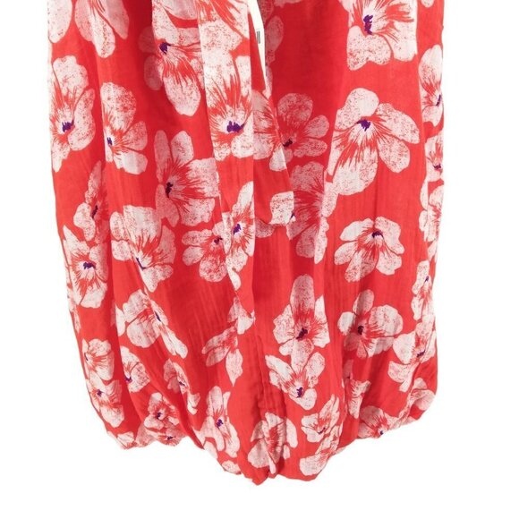 By Anthropologie Gauze Bubble Hem Mini Dress Size S Orange Floral Pockets - Picture 12 of 14